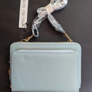 Malibu Skye Sarah Double Compartment Wallet Blue NWT crossbody purse card wallet
